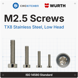 M2.5 Cheese Head Screws, Low Head (ISO 14580), Stainless Steel A2-70