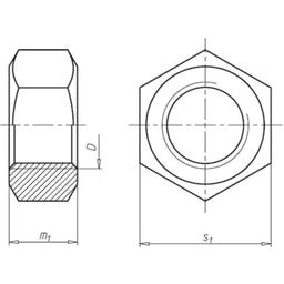 Hatszögletű anyák (DIN 934), rozsdamentes acél A2-50 - M2