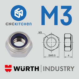 Dado Esagonale con Elemento di Serraggio (DIN 985), Acciaio Inossidabile A2 - M3