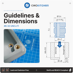 CNC Kitchen Insert Fileté #6-32 UNC - #6-32 x 7.1