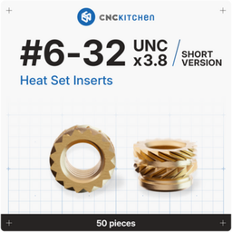 CNC Kitchen Threaded Inserts #6-32 Short UNC - #6-32 x 3.8