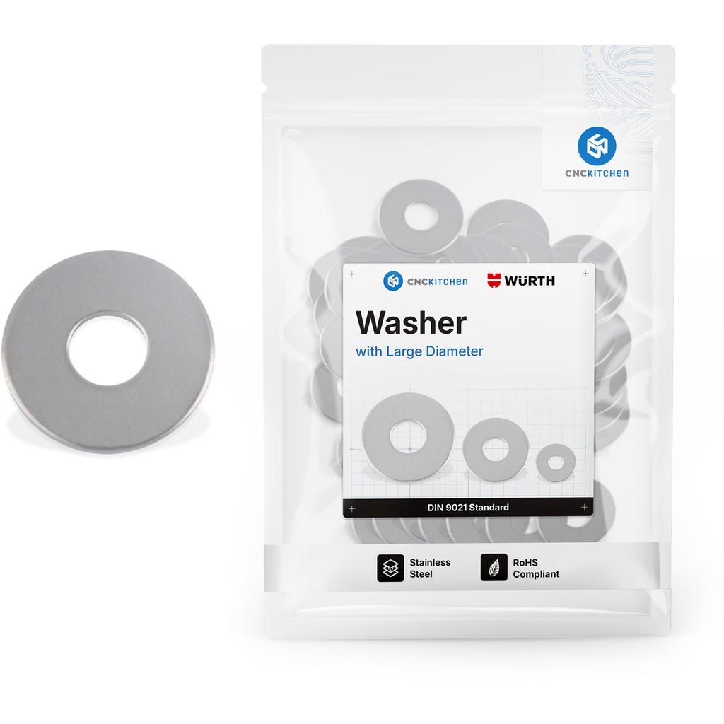 CNC Kitchen Large Washer (DIN 9021), Stainless Steel A2 - 3DJake