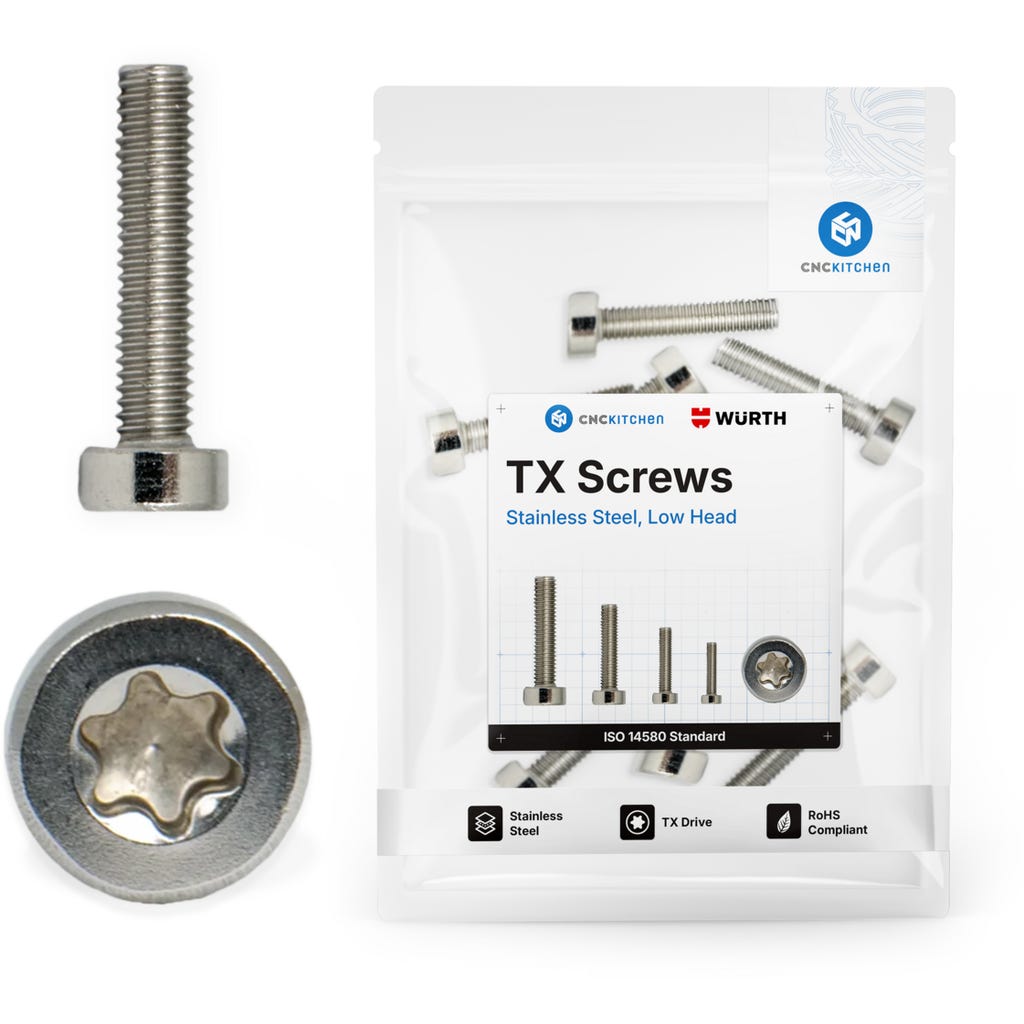 CNC Kitchen M4 Cheese Head Screws, Low Head (ISO 14580), Stainless
