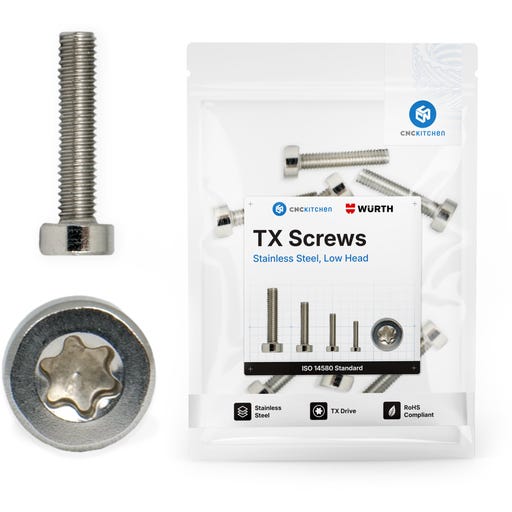 CNC Kitchen M4 Cheese Head Screws, Low Head (ISO 14580), Stainless