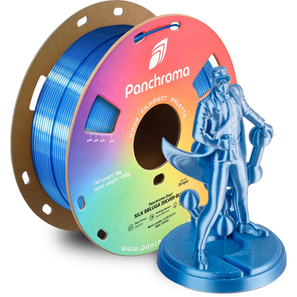 Polymaker Panchroma™ PLA Dual Silk Beluga (Silver-Blue) - 3DJake