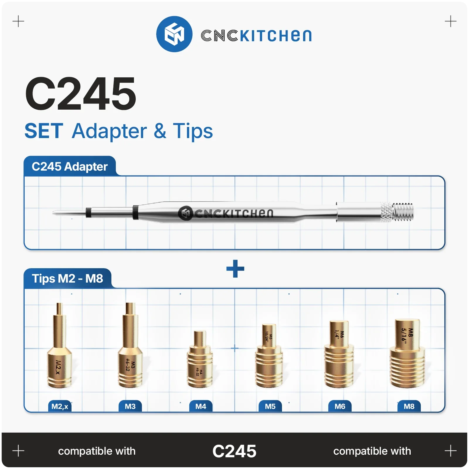 CNC Kitchen Pannes à Souder + Adaptateur C245 - 1 kit