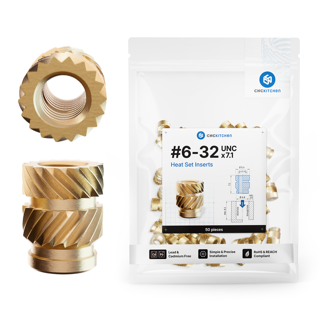 CNC Kitchen Threadeded Inserts #6-32 UNC - 3DJake International