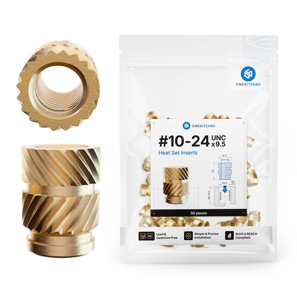 CNC Kitchen Threaded Inserts #10-24 UNC - 3DJake International