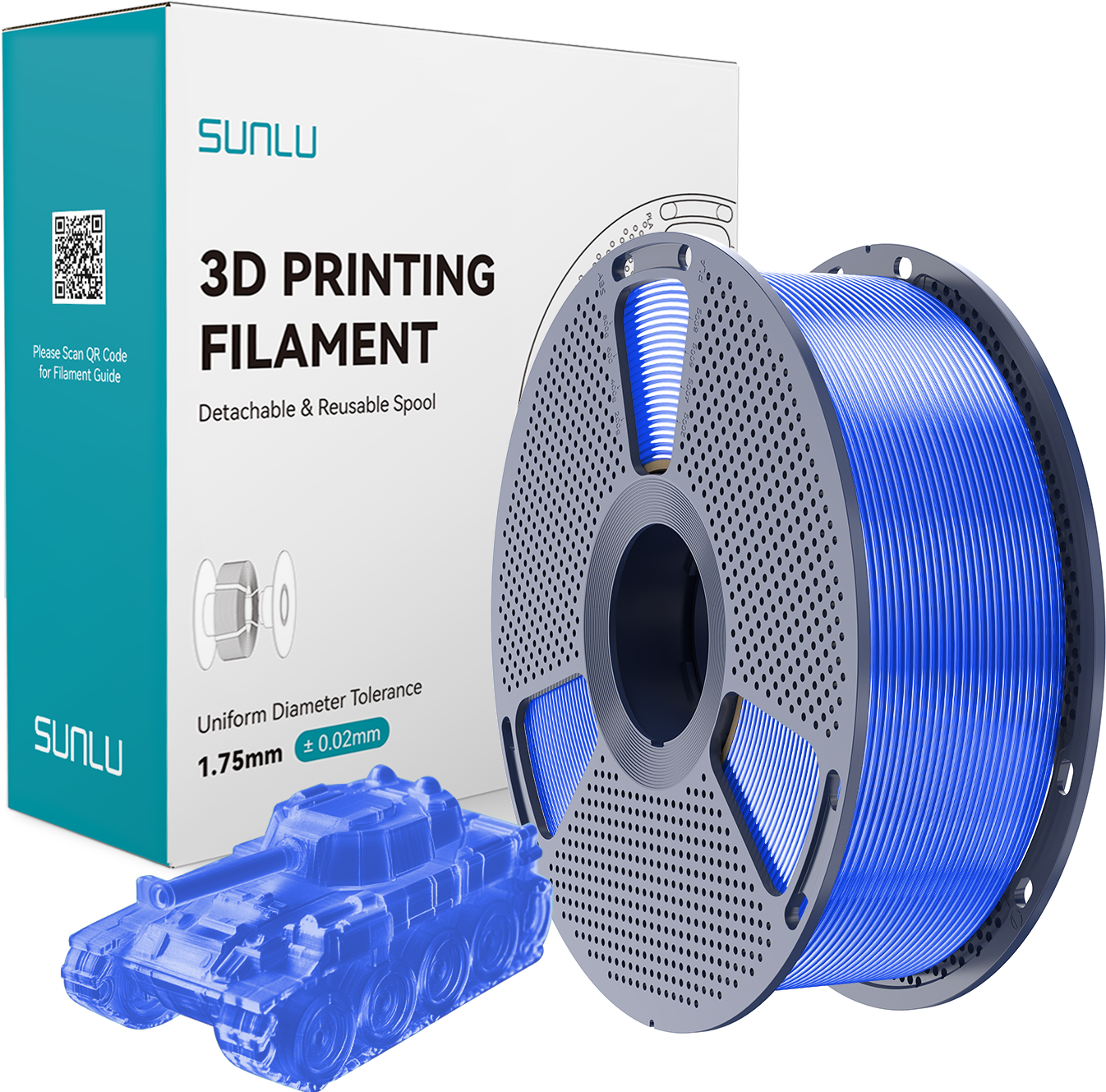 SUNLU PLA Transparent Blue - 1,75 mm / 1000 g - Bild 3