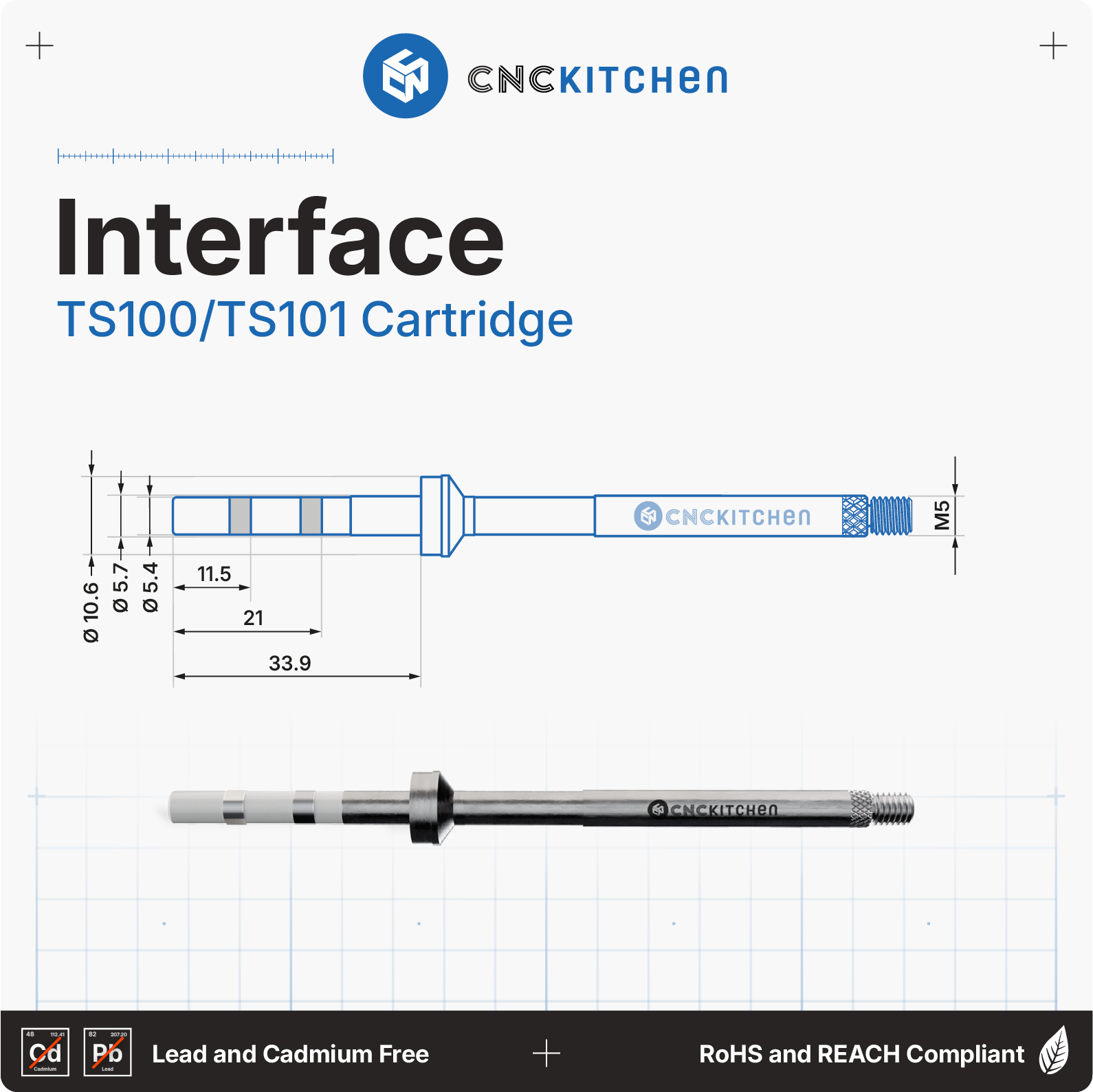 CNC Kitchen Soldering Tips + TS100 Adapter - 1 set
