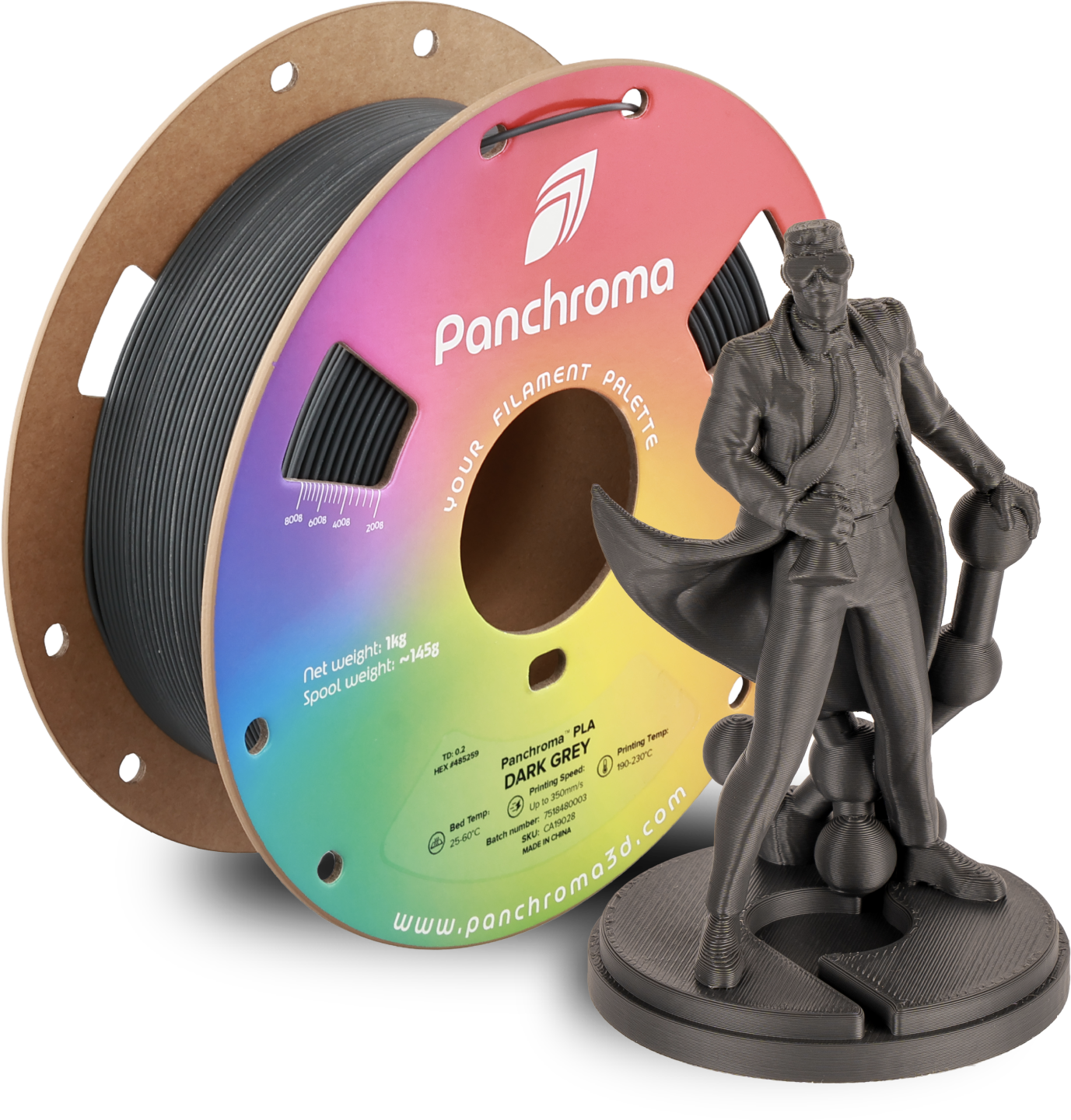 Polymaker Panchroma PLA Filament 1kg, Dark Grey