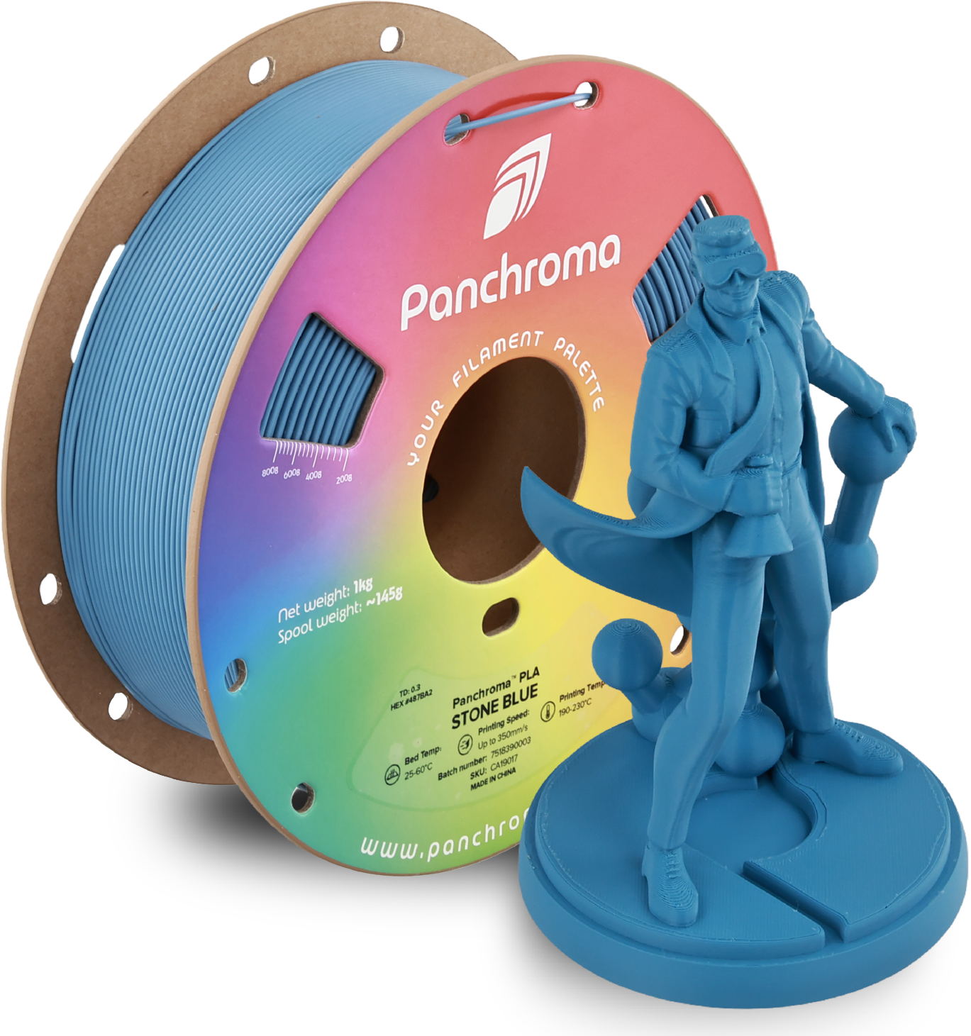 Polymaker Panchroma PLA Filament 1kg, Stone Blue
