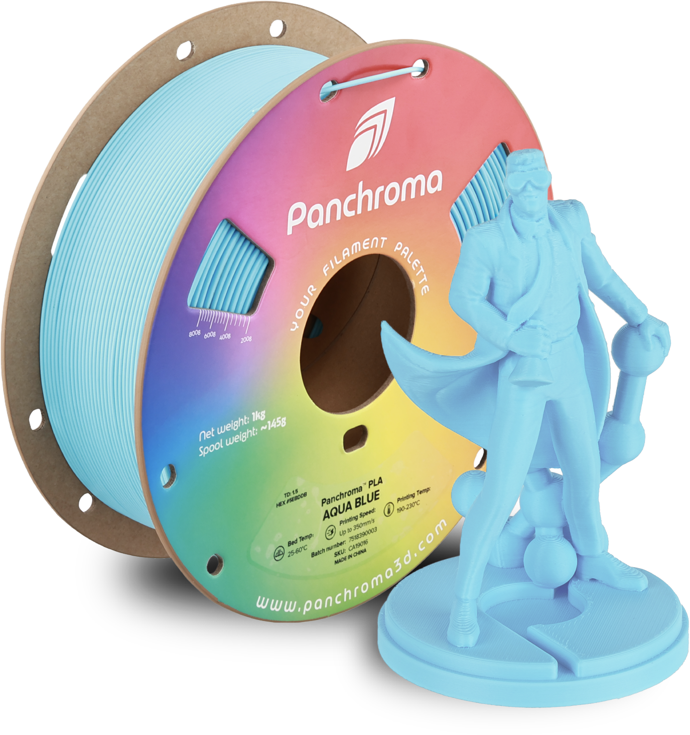 Polymaker Panchroma PLA Filament 1kg, Aqua Blue